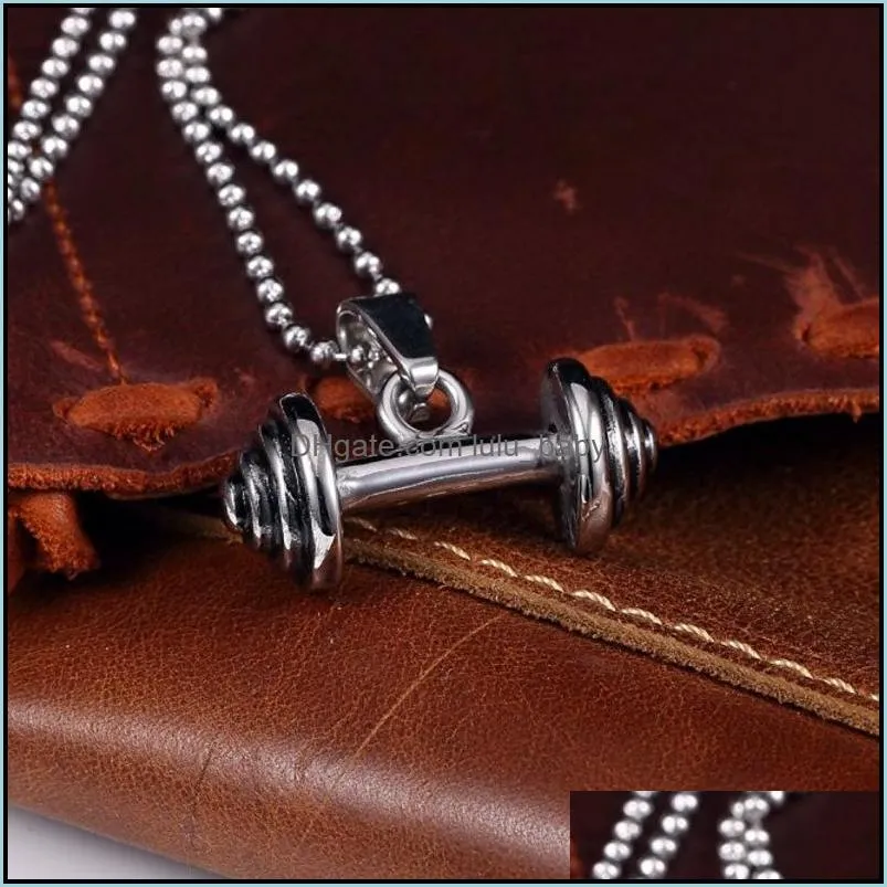 dumbbell pendant necklaces luxury necklace bodybuilding gym barbell necklace