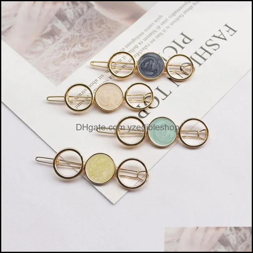  barrettes jewelry drop delivery 2021 korean round star clips for women vintage geometric alloy hairband elegant girls bang hairgrip
