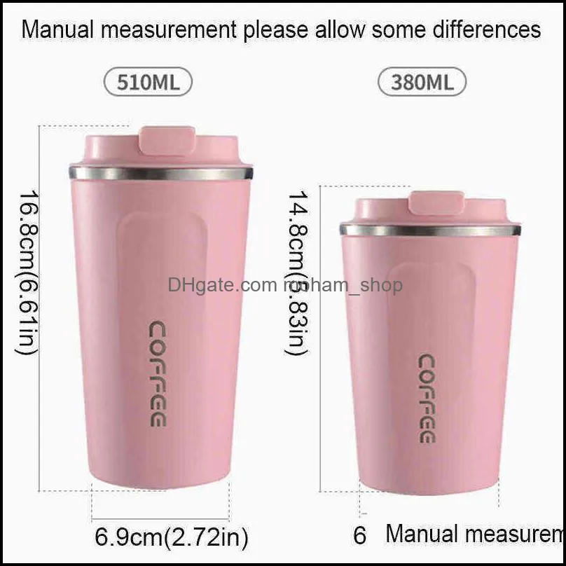 380/510ml tumblers double wall stainless steel coffee mug nonslip case tumbler car travel insulated multicolor bottle vtmtl1585