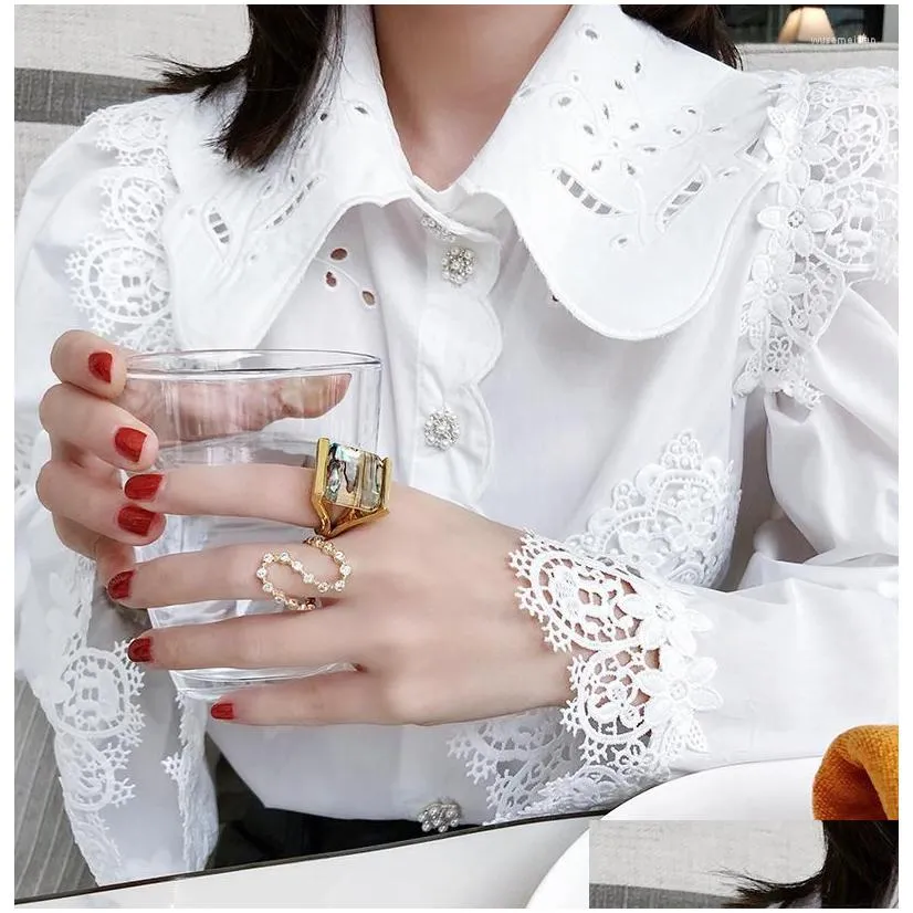 cluster rings fashion luxury colorful shell big for women personality geometric square statement designer ring bijoux top quality