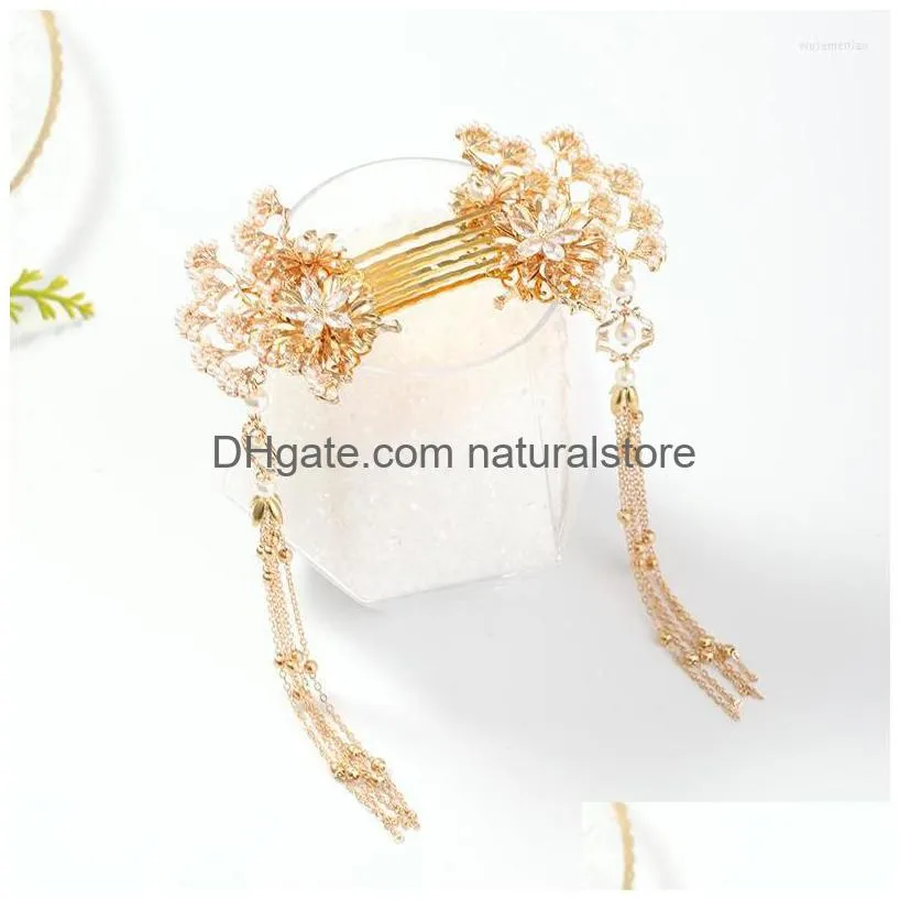 hair clips bridal headdress chinese traditional style antique pearl hairpin haircomb set han clothing accessories bn