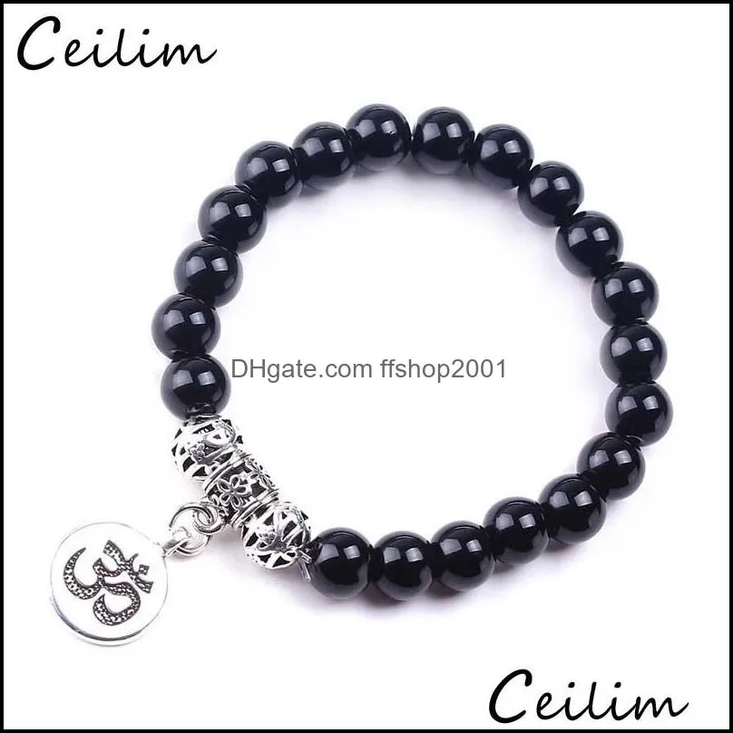 fashion natural stone beads matte onyx stone woven bracelet bangles healing balance prayer for women men jewelry gift wholesale