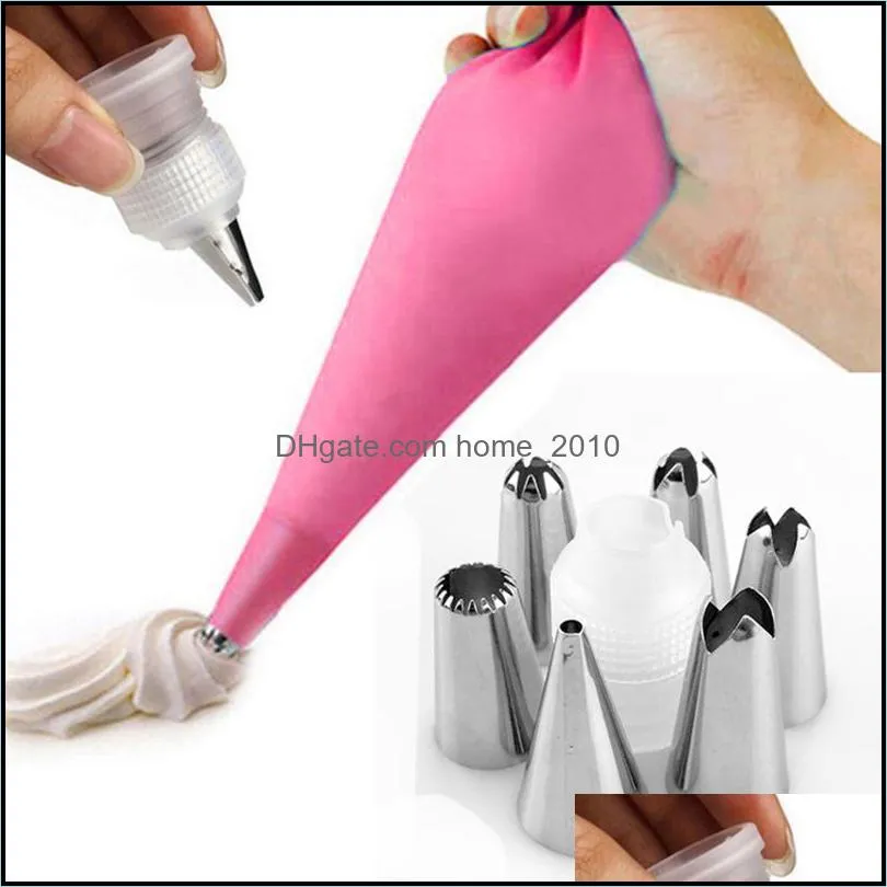 baking pastry tools 8pcs diy bakeware accessory silk flower tool decorating mouth piping bag stainless steel cake