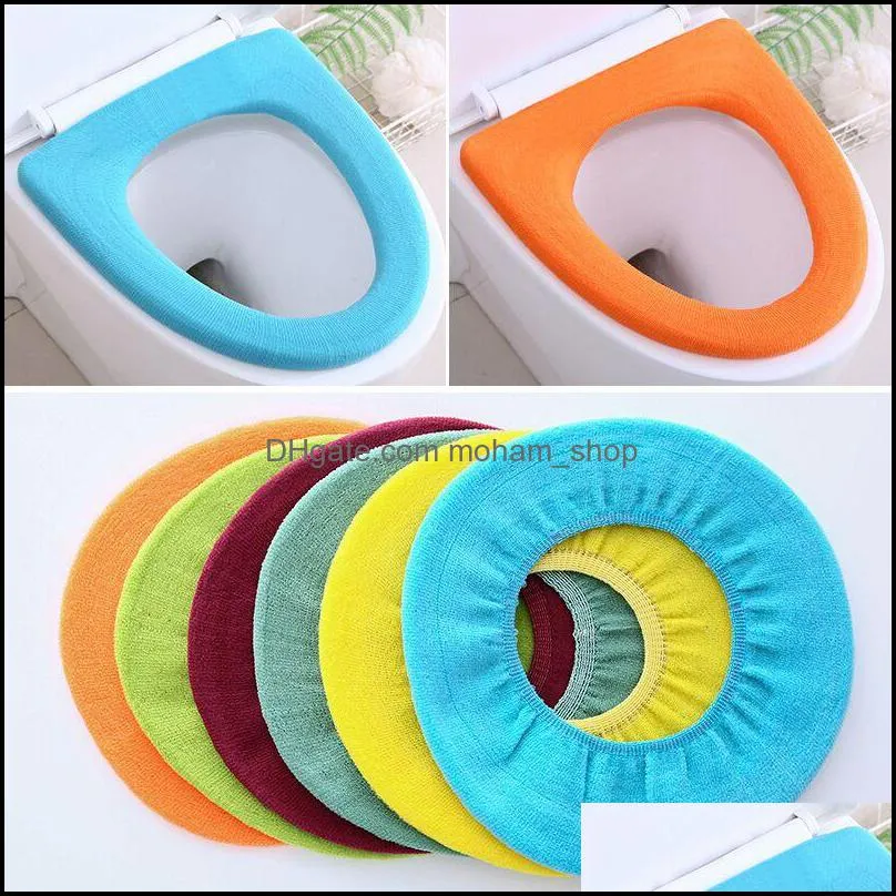 universal toilet seat cover mat solid color warm soft round seats lid pad reusable washable bathroom closestool seat covers vt1950