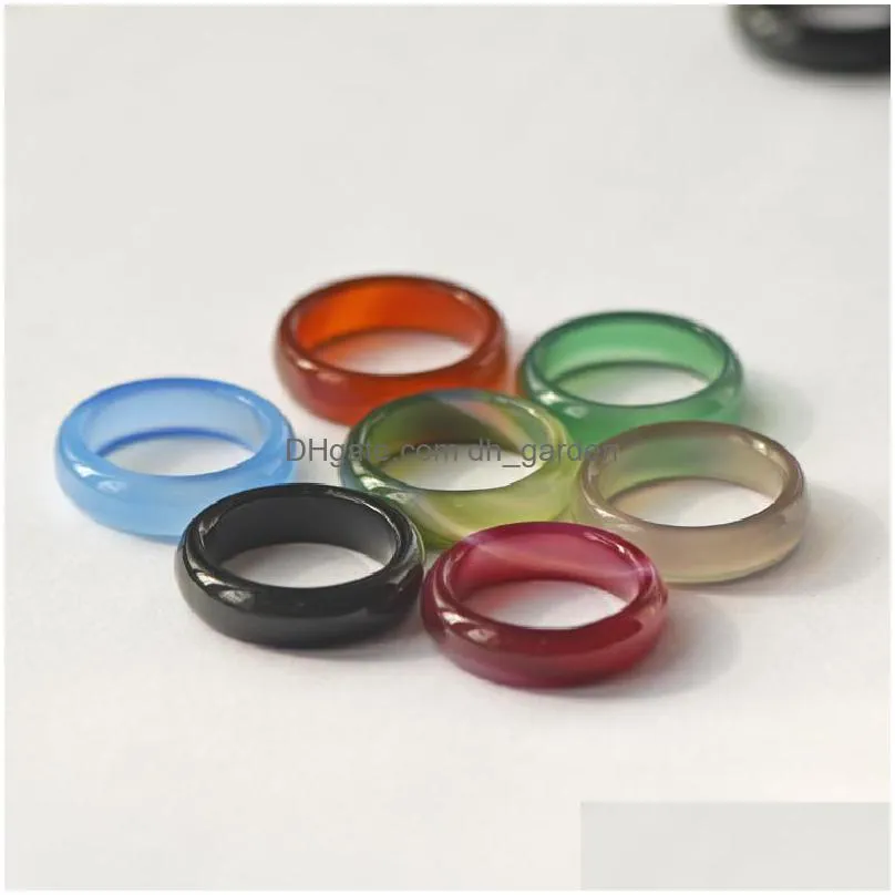 fashion jade ring jewelry gift glass band rings for women black white red green blue rose carnelian tail ring