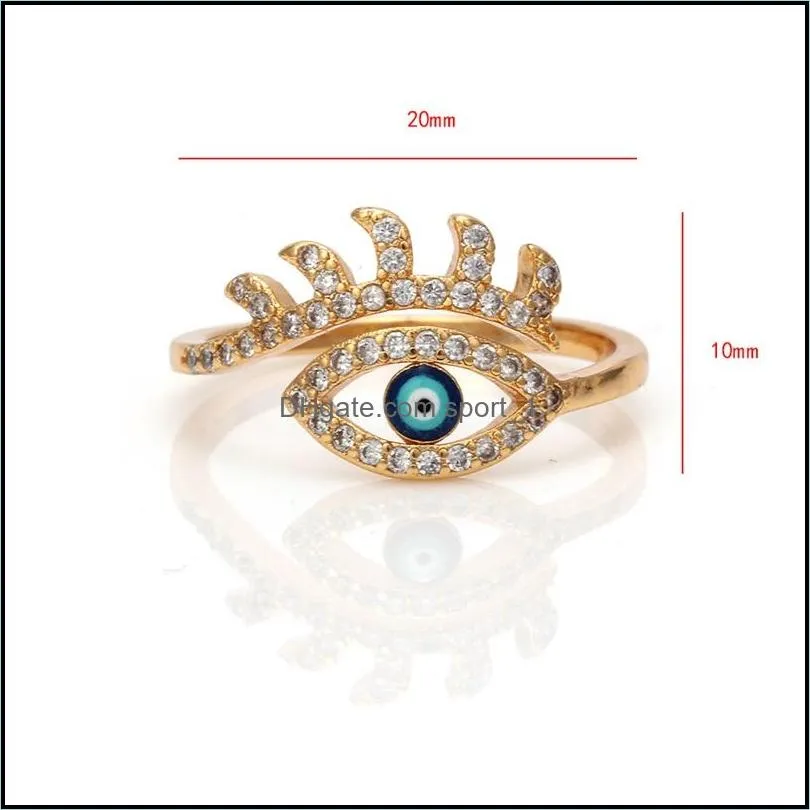 s2230 fashion jewelry evil eye ring rhinstone blue eyes adjustable rings c3