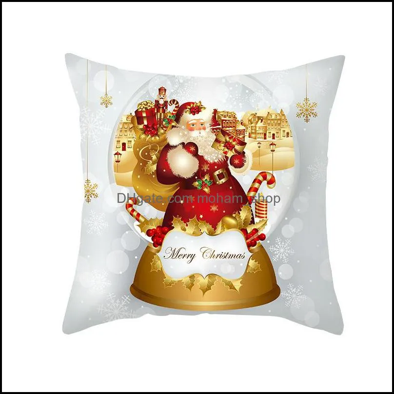 2023 nordic christmas peach fur pillow golden cartoon santa series sofa pillow cover