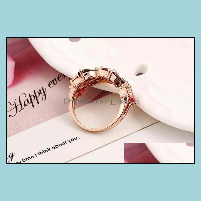 ring beautifully diamond engagement cubic zirconia ring luxury wholesale jewellery wedding ring set 18k rose gold gemstone rings