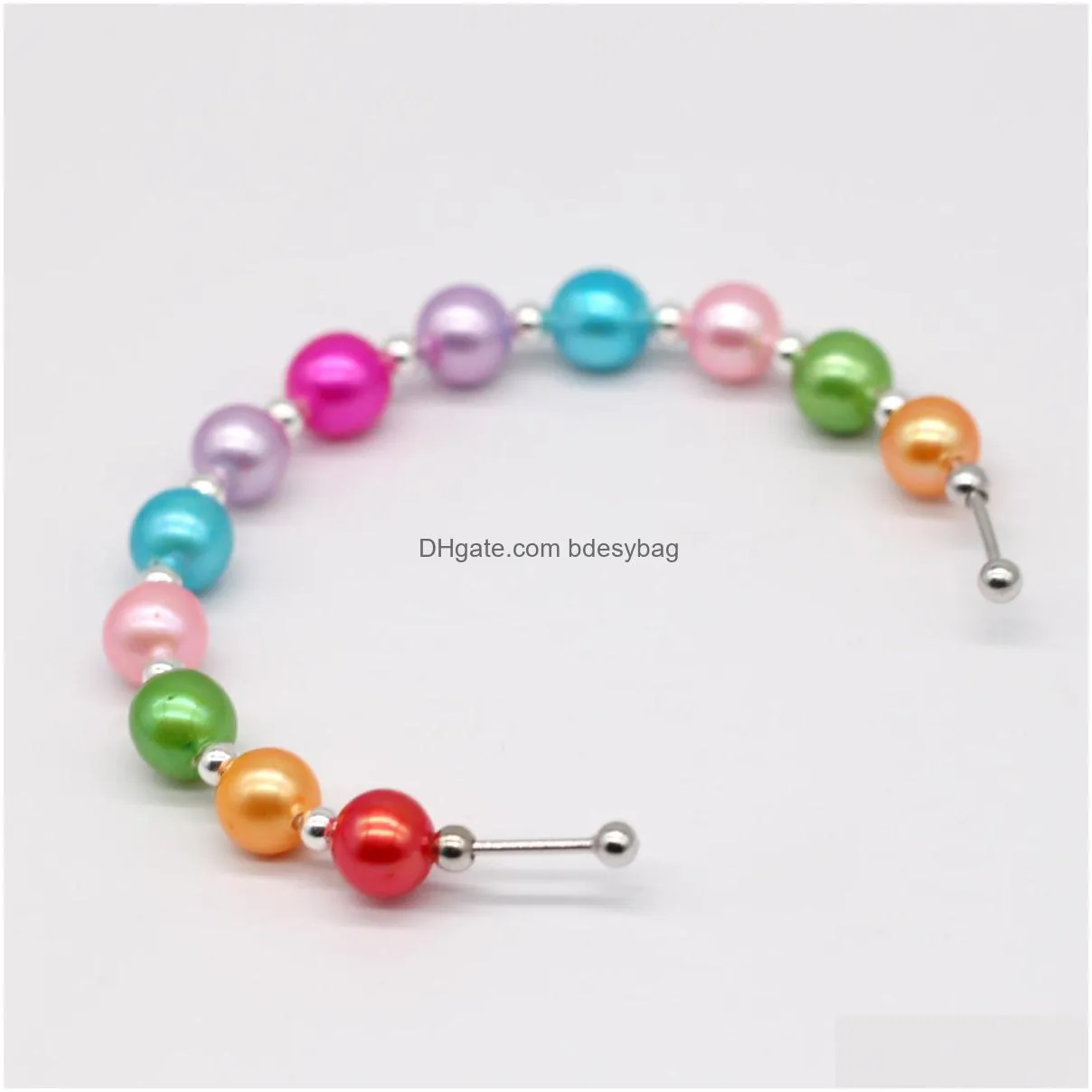 925 sterling silver strand pearl bracelet opening freshwater colored pearls bead bangle love wish for women jewelry