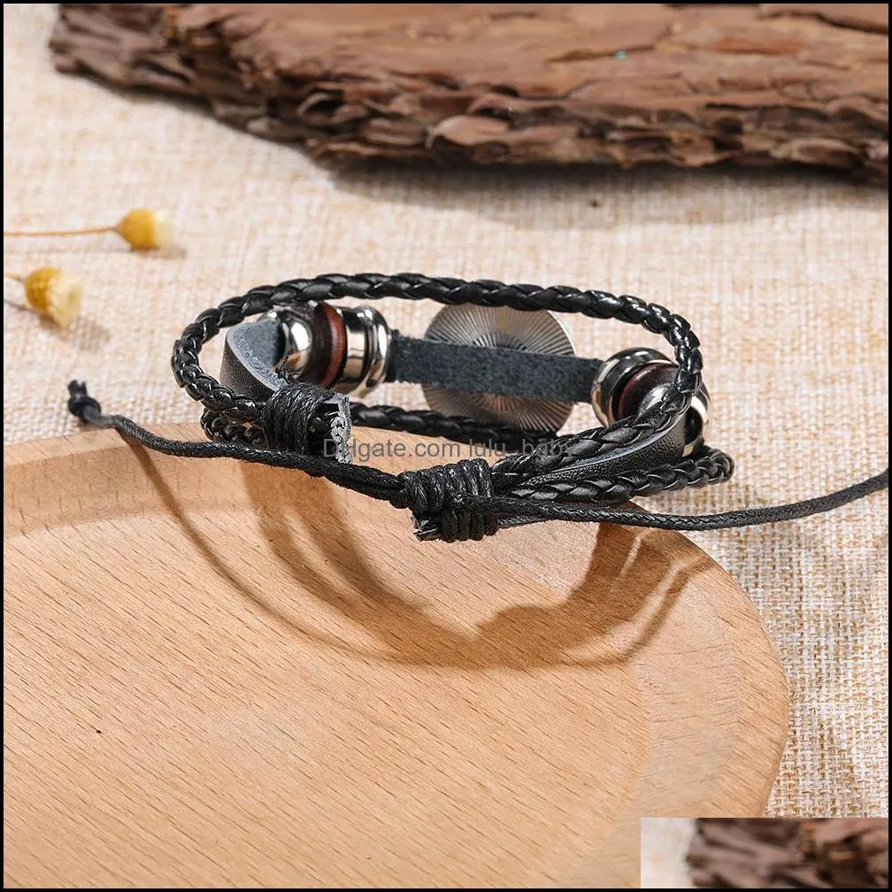 hope charm bracelet for women breast cancer awareness bracelet braided leather rope wrap bangle fashion handmade jewelry