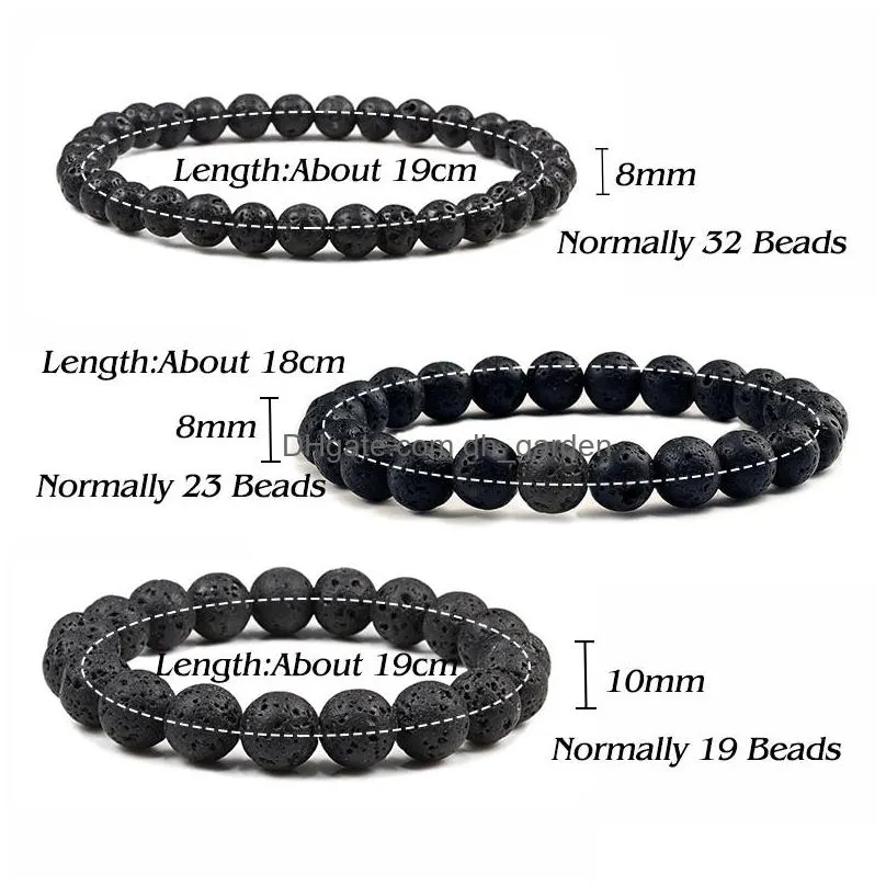 6mm 8mm 10mm natural volcanic stone beads strand bracelets black lava men bracelet aromatherapy  oil diffuser bangle for