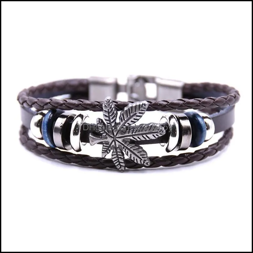 pretty multilayer bracelet men charm rock men jewelry casual braided leather bracelets