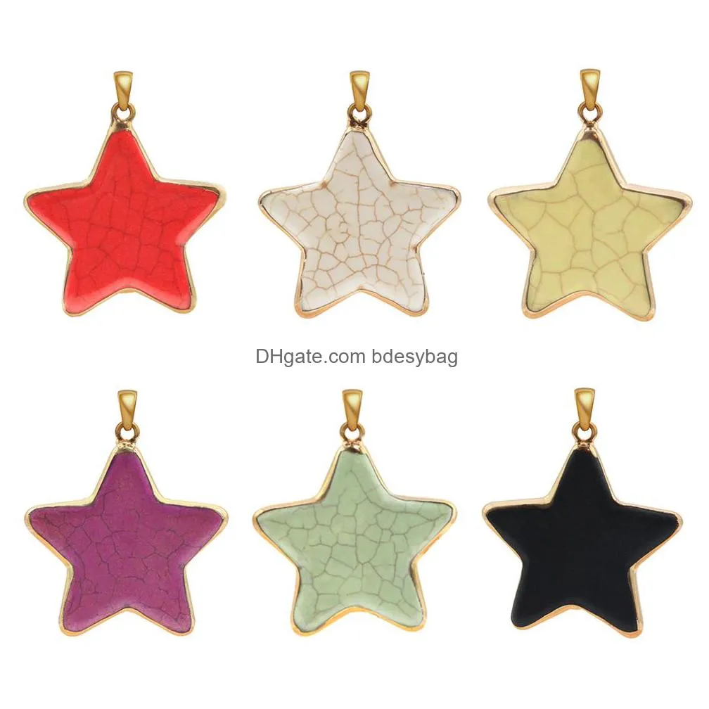 natural stone star pendant figure quartz shape charm pendants with gold plated for necklace women jewelry