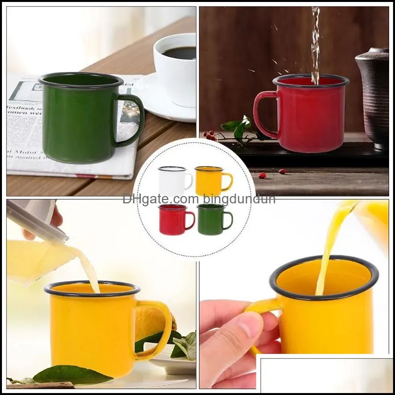 mugs 4 pcs multifunctional enamel vintage small cups assorted color