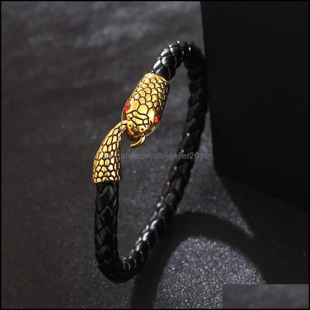 leather bracelets for women accessories fashion jewelry cowhide bracelets mens winding snake head jewelry men bracelet