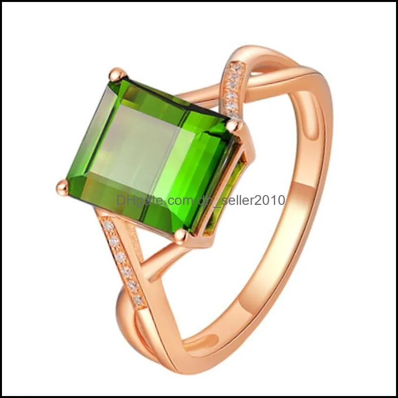 fashion ladies accessories emerald ladies rings shiny emerald rings 18k plated diamond princess cut emerald gemstone rings