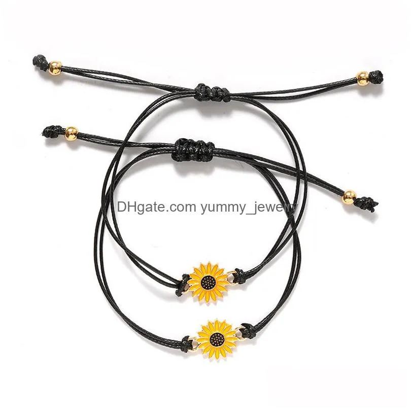 vintage jewelry adjustable sunflower bracelets wish rope bracelet sister love friendship bracelets women gifts