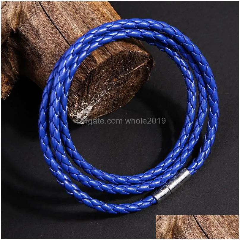 fashion jewelry men black leather bracelet gift rope bracelets pulseras punk cord braided couple bracelet