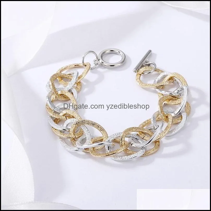multilayer hollow thick matte gold silver color link chain bracelet for women gifts friends jewelry wholesale c3