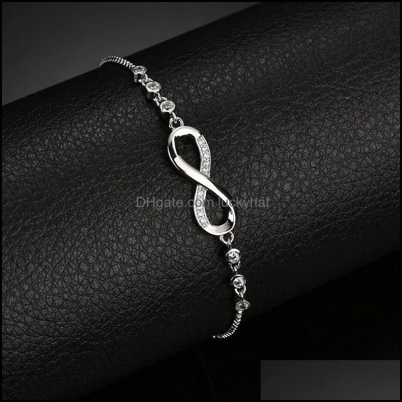 fashion infinity charms bracelets crystal bracelet silver color adjustable rose flower bracelet for women girls