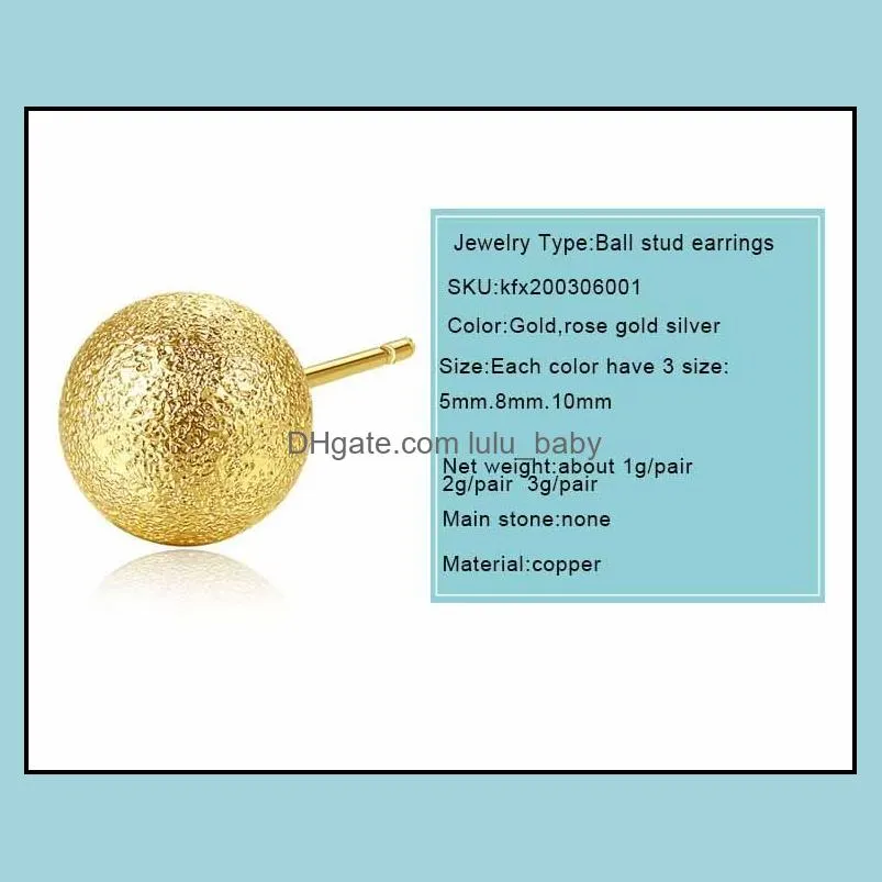 fashion silver gold ball earring stainless steel ball studs earrings silver gold earrings for women with ball diameter 5mm to 10mm