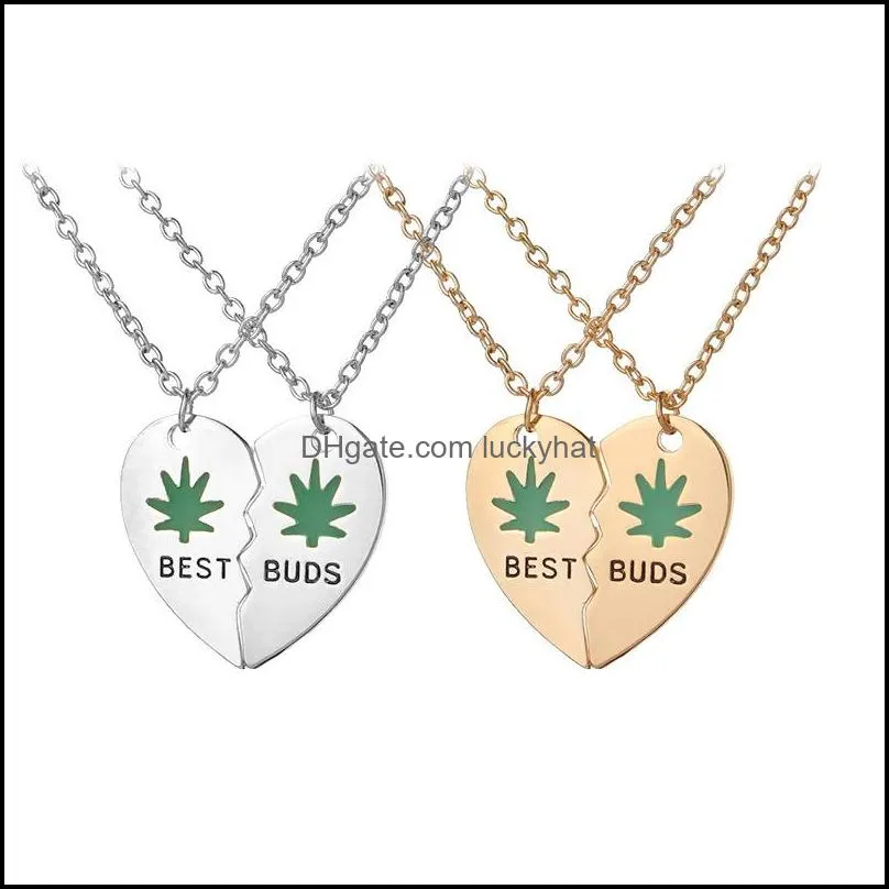 green enamel buds necklaces for women girls 2 heart stitching necklace friend necklace friendship gift jewelry