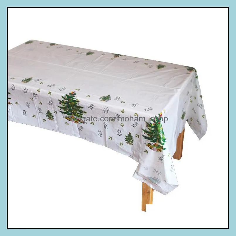 disposable pe plastic tablecover christmas decorations tree snowman santa claus rectangular tablecloth kitchen dining table covers