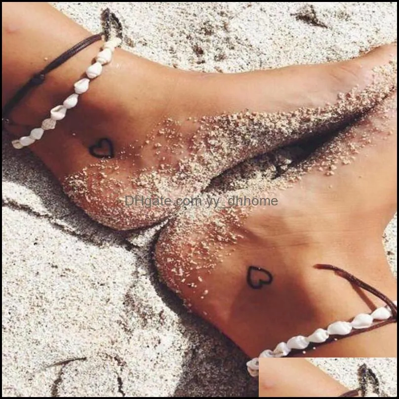 2pcs/set handmade natural seashell anklets for women shell foot jewelry summer beach barefoot wax rope bracelet bohemian jewelry