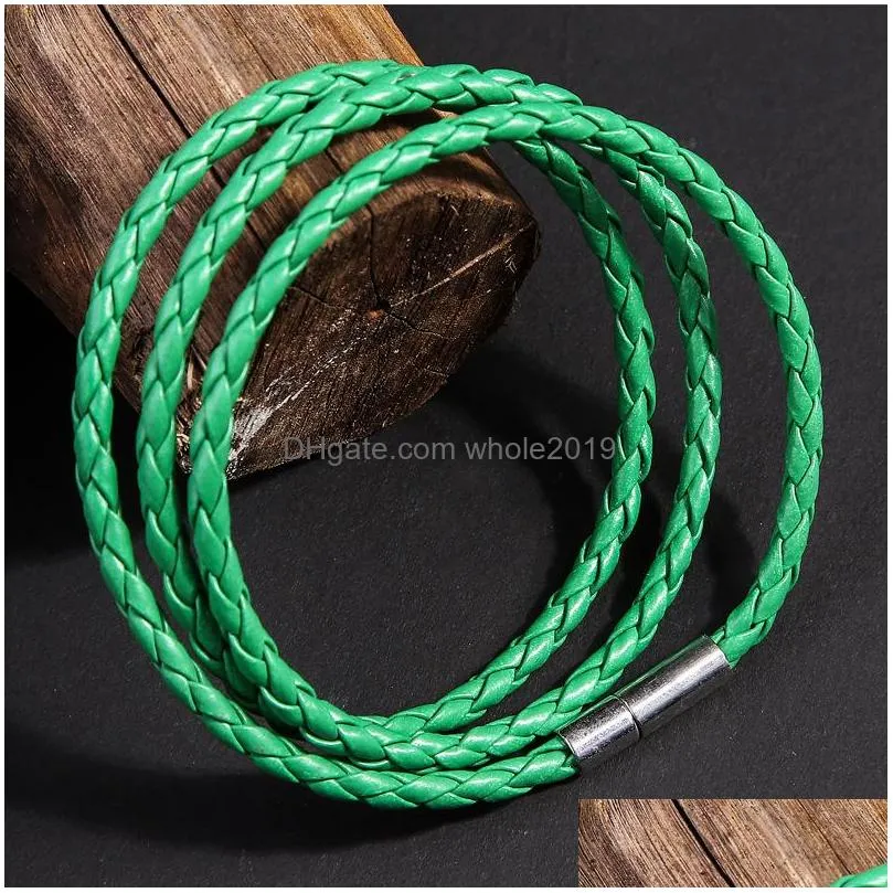 fashion jewelry men black leather bracelet gift rope bracelets pulseras punk cord braided couple bracelet