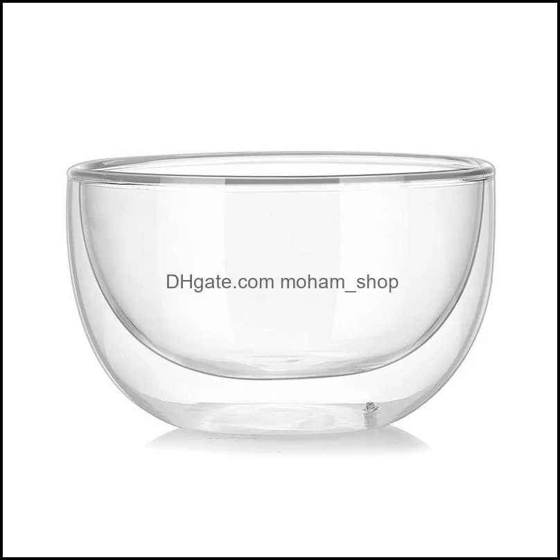 double wall glass salad bowl fruit rice serving bowls storage container lunch bento box high borosilicate tableware