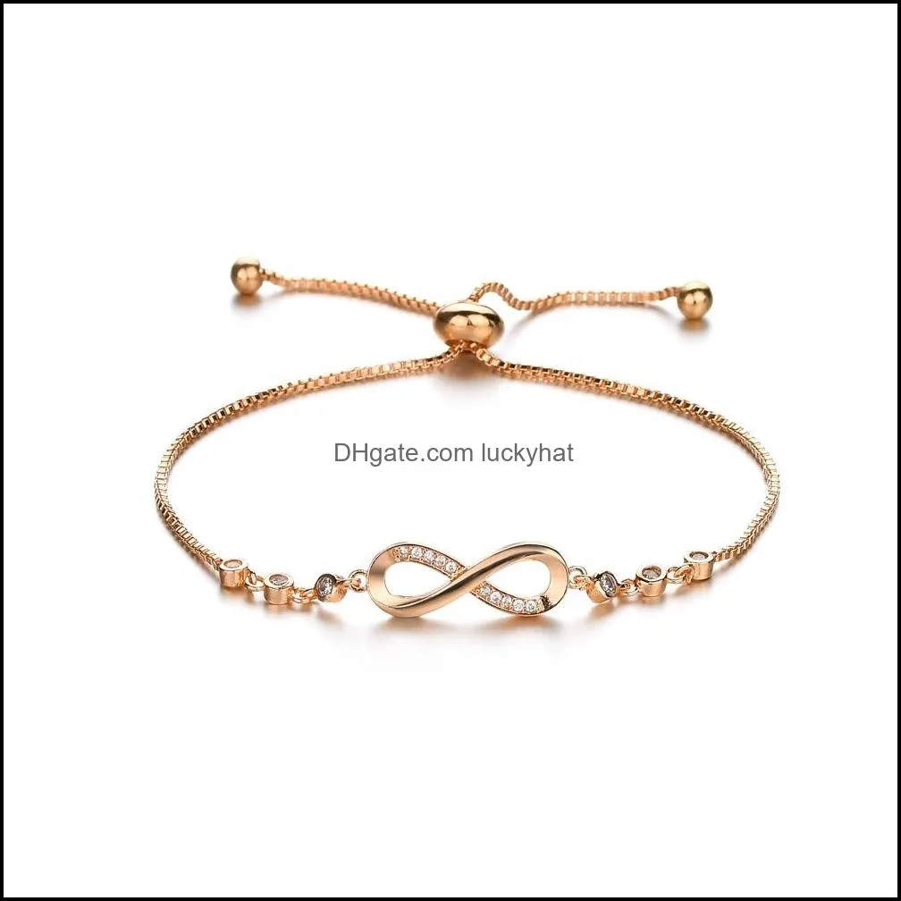 fashion infinity charms bracelets crystal bracelet silver color adjustable rose flower bracelet for women girls