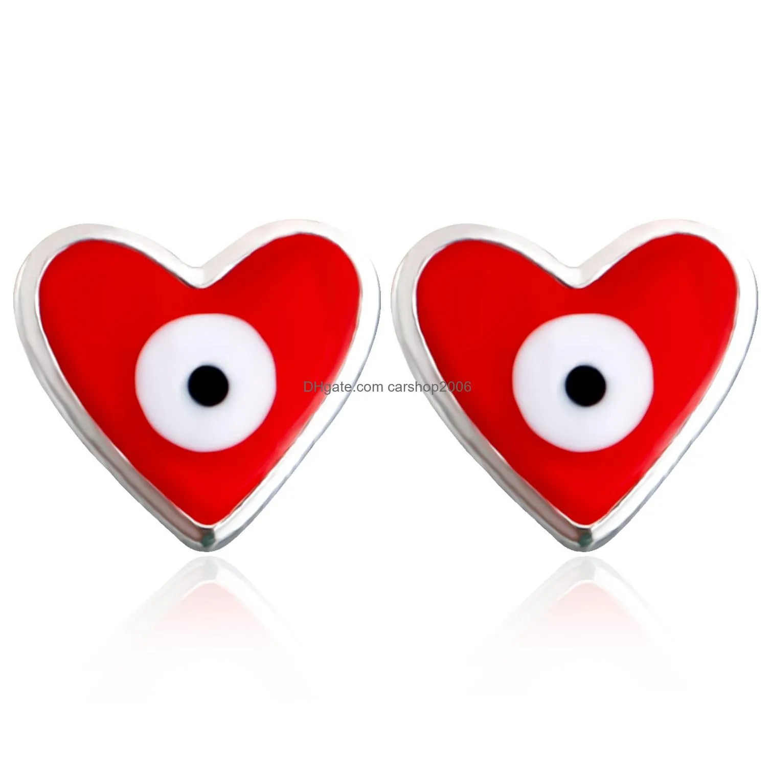 fashion jewelry evil eye stud earrings for women cute heart blue eyes earrings