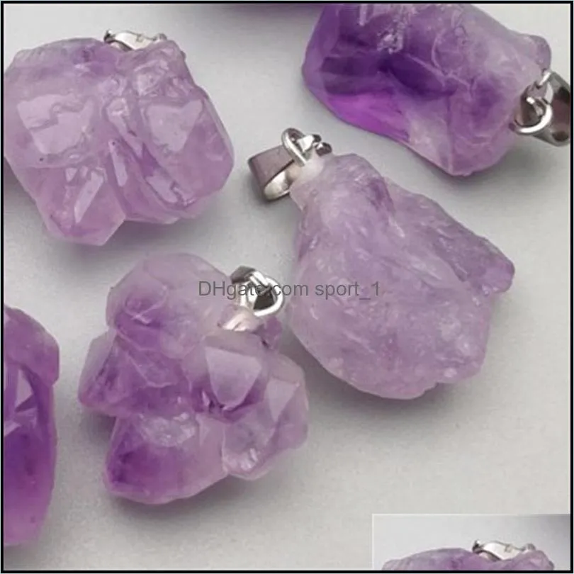 natural stone stripe irregular amethysts charms pendants for necklace earrings jewelry making 93c3