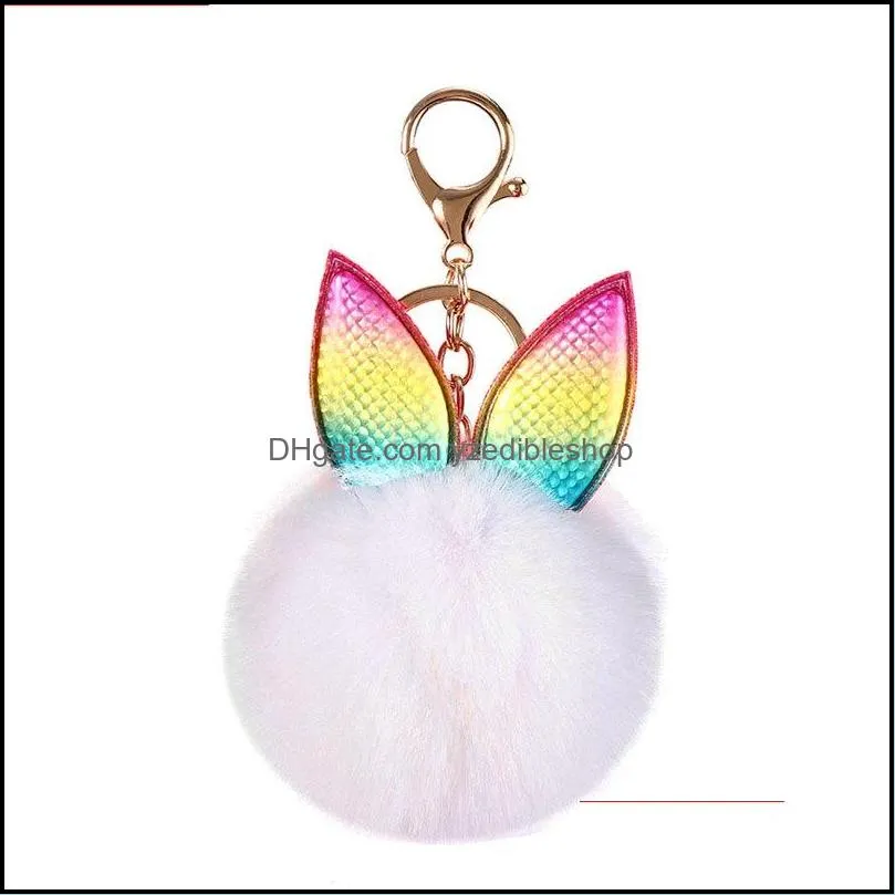 keychains fashion aessories hairball cute animal ear keyrings car key ring women handbag pendant decor drop 1866 t2