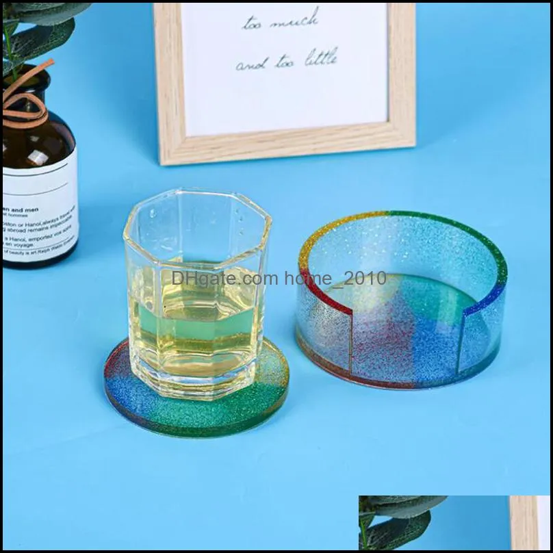coasters resin molds storage box mold with 4 pcs round casting molds for diy epoxy resin cups mats baking pastry tools