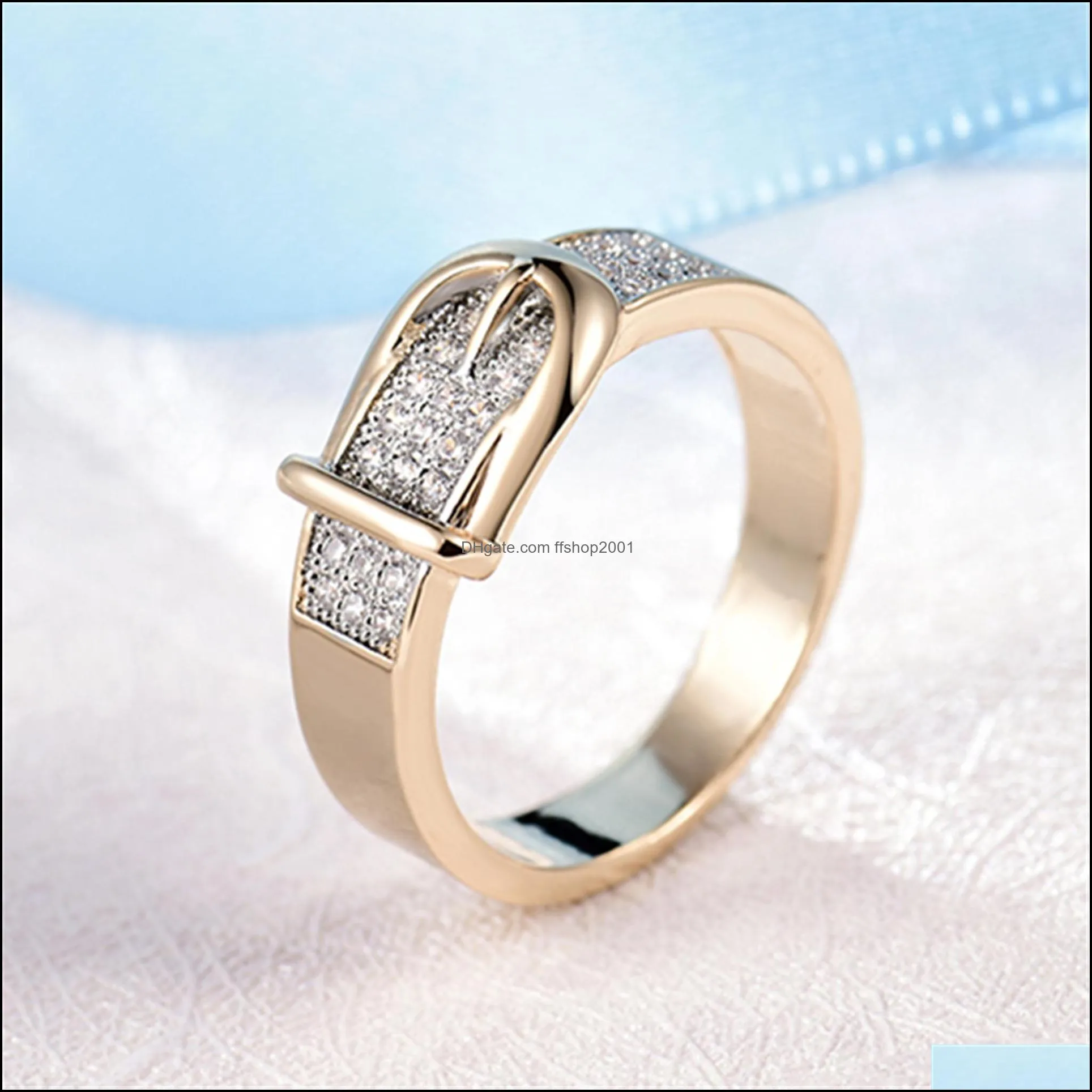 belt rings 6mm creative gold silver ring for women engagement wedding jewelry shiny full zircon ring