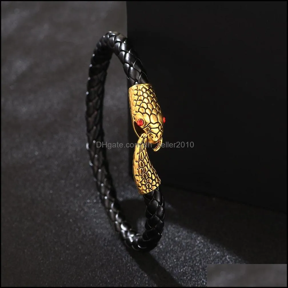 leather bracelets for women accessories fashion jewelry cowhide bracelets mens winding snake head jewelry men bracelet