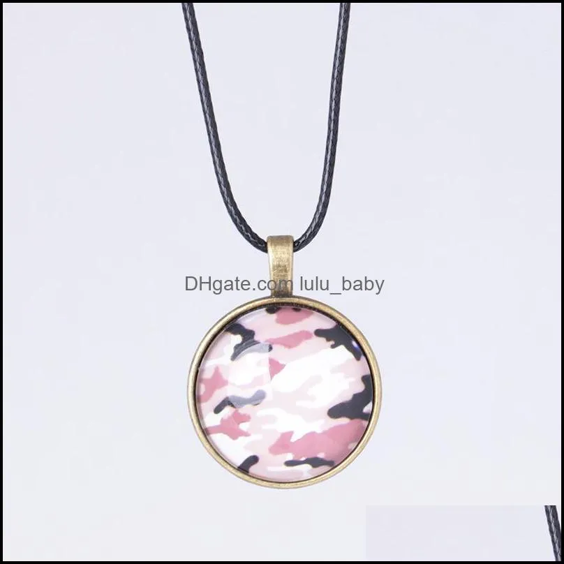 glass ball pendant necklace vintage camouflage time gem necklaces