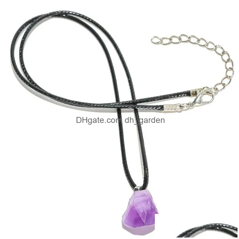 natural stone irregular amethyst crystal pendant necklace for women jewelry