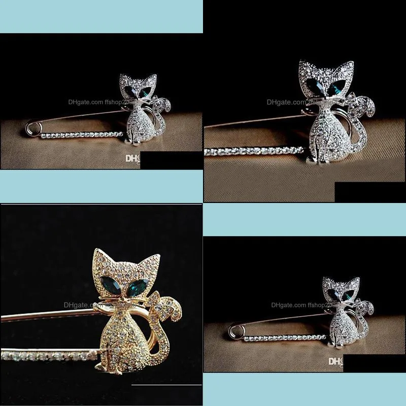 brooch beautifully jewellery fox south korea greeneyed cat fox rhinestone animal brooch pin christmas brooches