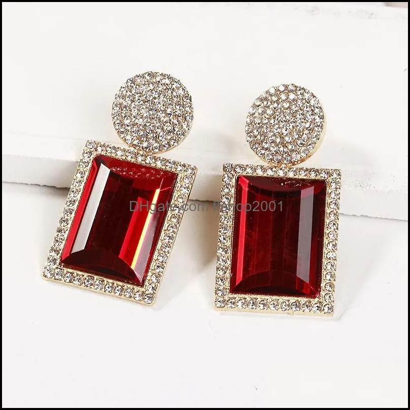 fashion  drop earrings women geometric statement square metal dangle earrings wedding party jewelry