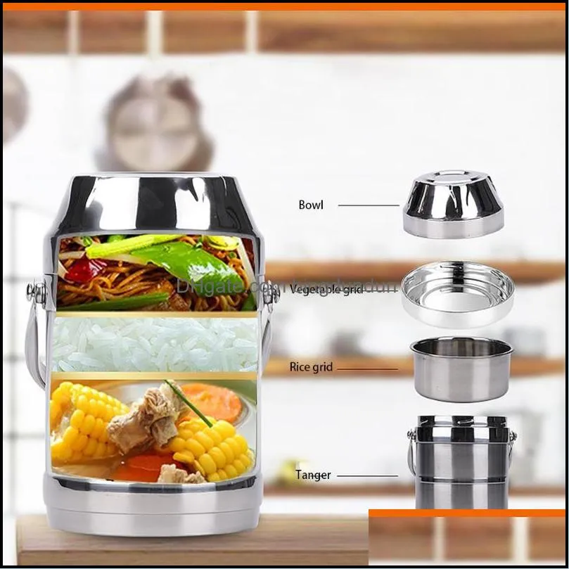 1.5l stainless steel vacuum insulated barrel lunch box large capacity multilayer portable school office camping dinnerware sets