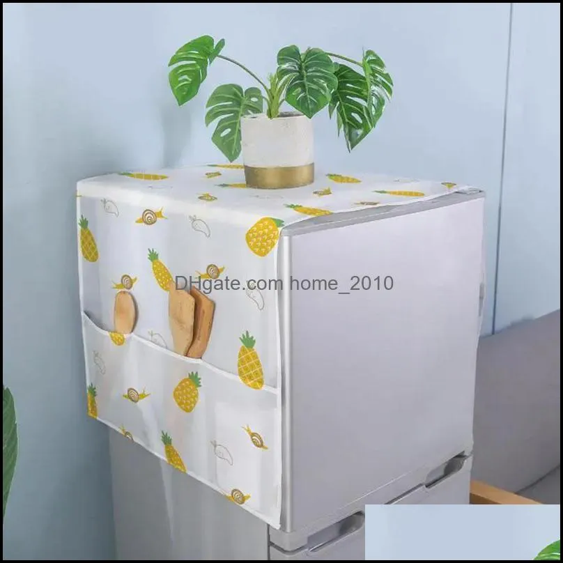 cabinet door organizers refrigerator dust proof cover cartoon printed refrigerator cloth storage pocket multipurpose home textile washing machine