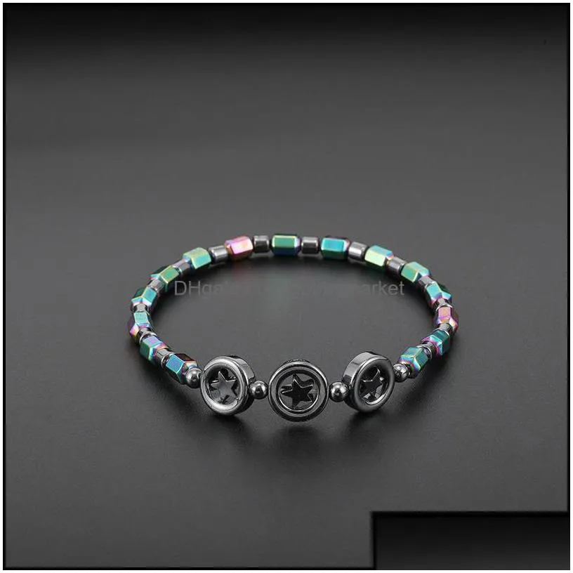 anklets jewelry magnetic oval hematite stone bead bracelet rainbow color women summer beach health energy healing model foot drop delivery