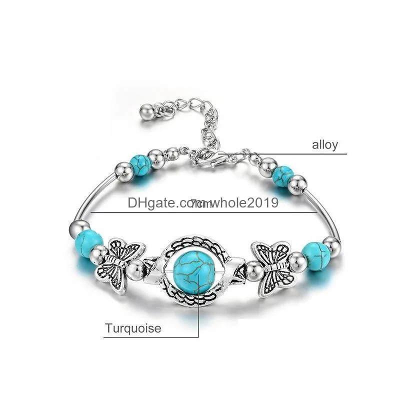 europe fashion jewelry womens turquoise beads charms bracelet lady beads bracelets