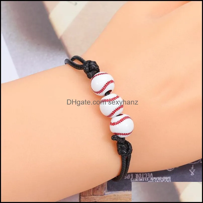 tennis sports charm bracelets basketball baseball wax couple bracelet summer beach jewelry gift