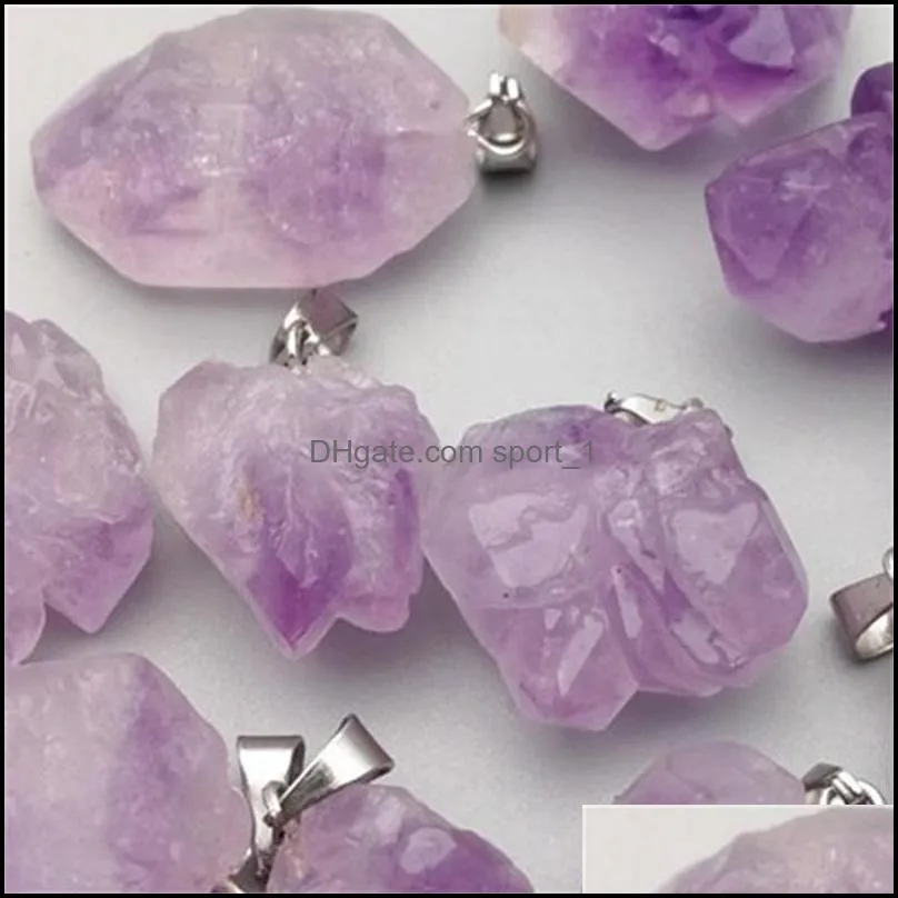 natural stone stripe irregular amethysts charms pendants for necklace earrings jewelry making 93c3