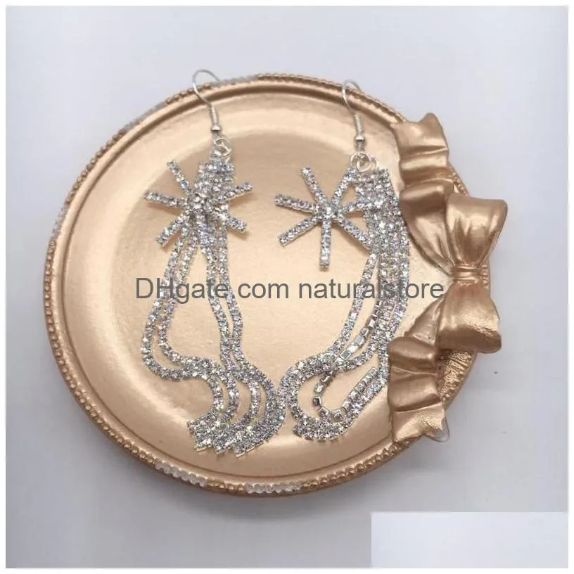 dangle earrings 2022 fashion crystal geometric tassel bridal wedding accessories