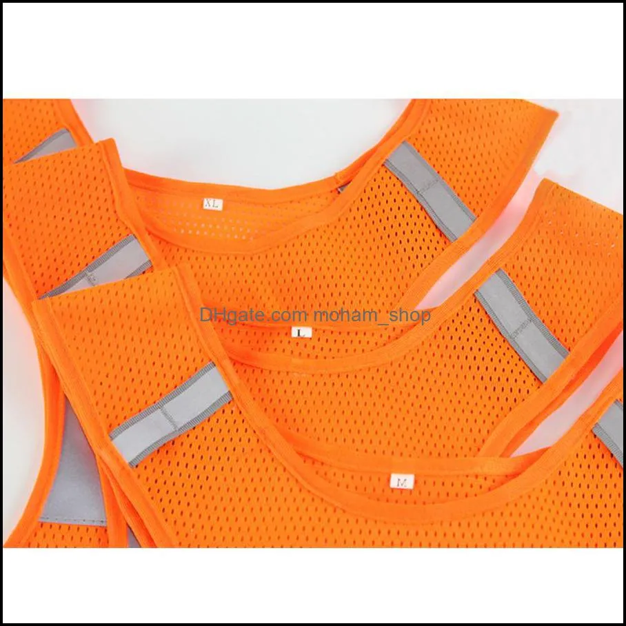 wholesale polyester breathable night reflective vest customizable yellow orange short design running cycling sports vest dh0648 t03