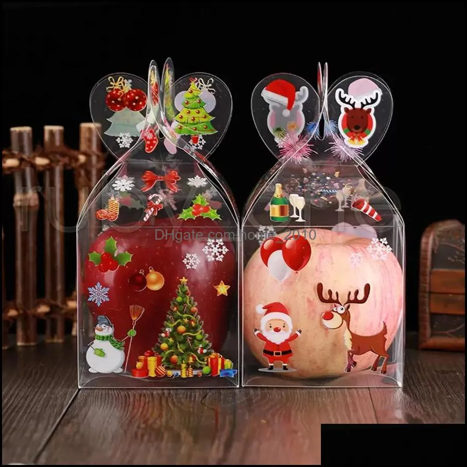 pvc transparent candy box christmas decoration gift wrap packaging santa claus snowman candy  boxes party supplies